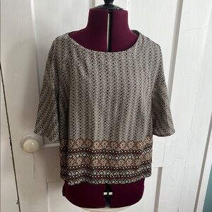 Forever 21 Cream and Brown Boxy Blouse